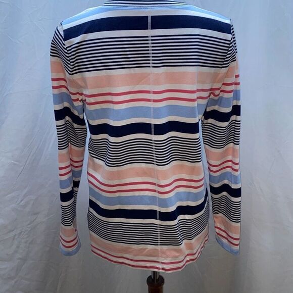 T by Talbots summer stripe shirt top Sz S L/S - Picture 3 of 8